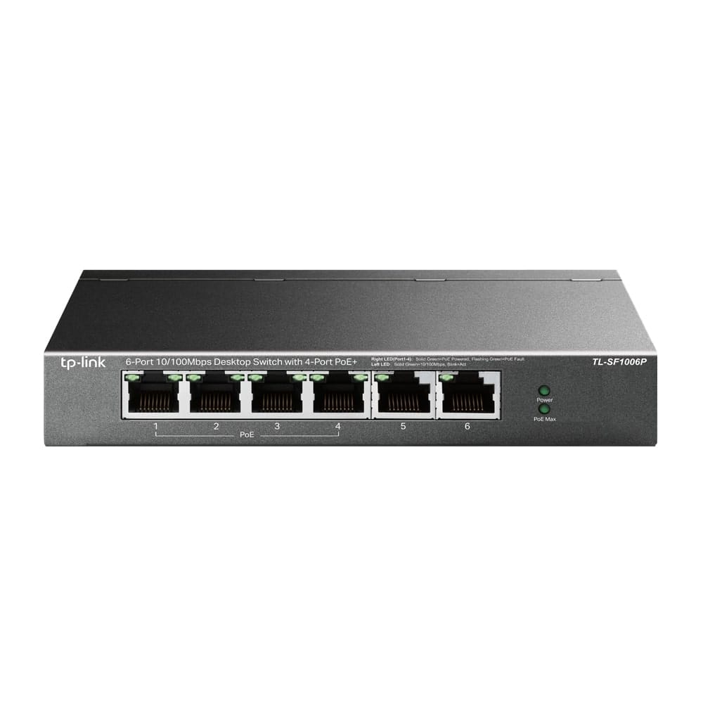 TP-Link TL-SF1006P - مفتاح سطح مكتب 6 منافذ 10/100 ميجابت في الثانية مع 4 منافذ PoE+