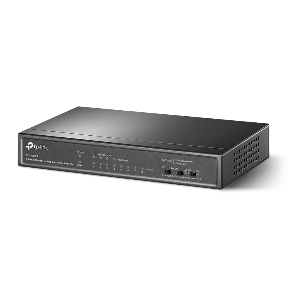 TP-Link TL-SF1008P - مفتاح سطح مكتب 8 منافذ 10/100 ميجابت في الثانية مع 4 منافذ PoE+