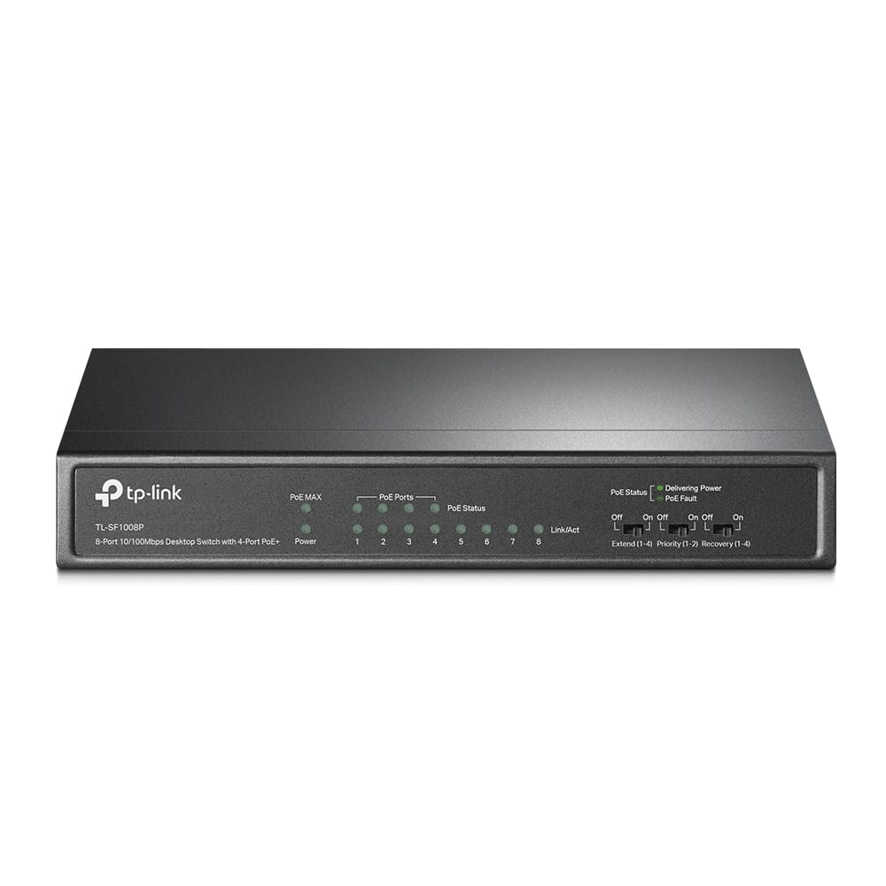 TP-Link TL-SF1008P - مفتاح سطح مكتب 8 منافذ 10/100 ميجابت في الثانية مع 4 منافذ PoE+