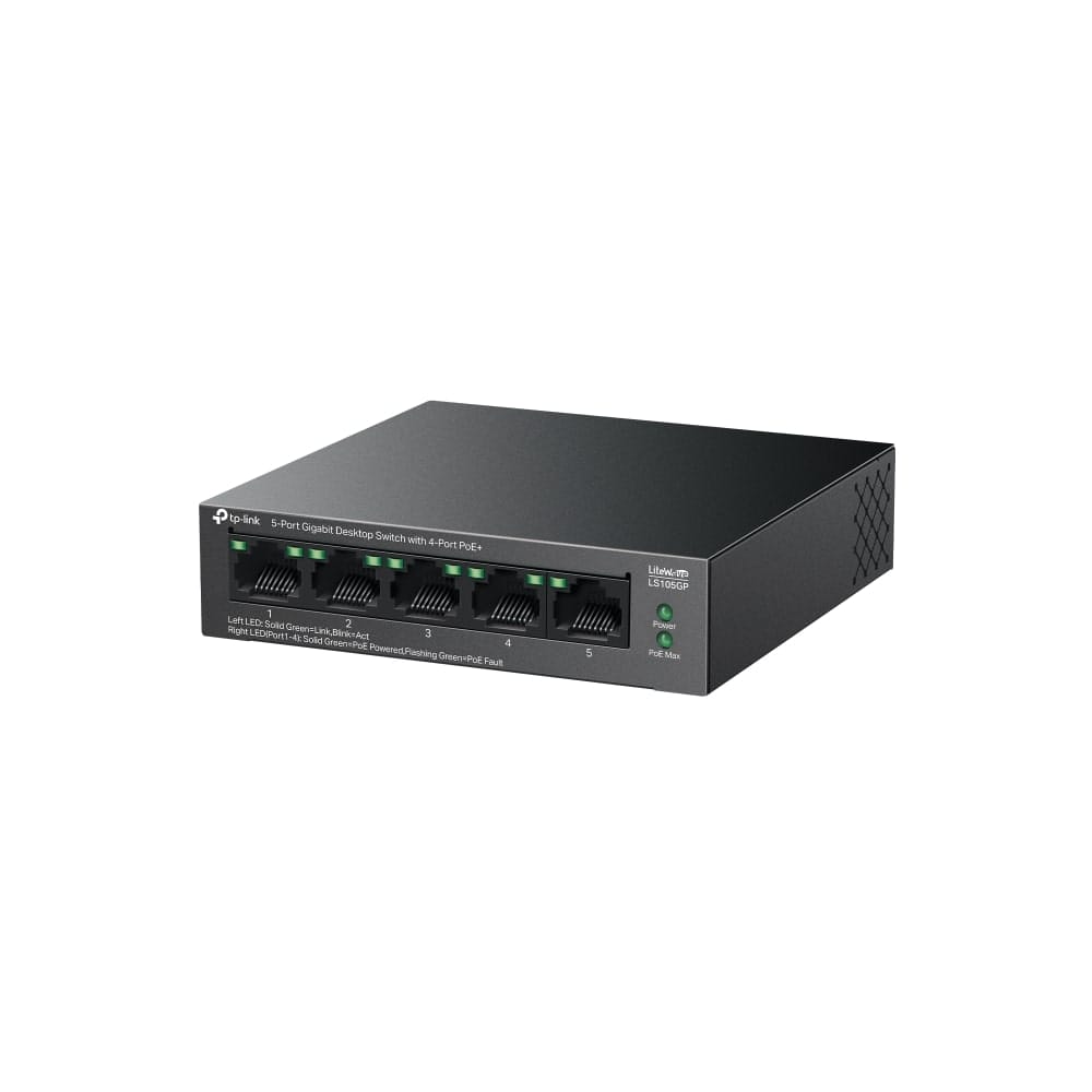 TP-Link LS105GP | مفتاح سطح مكتب جيجابت بخمسة منافذ مع أربعة منافذ PoE+