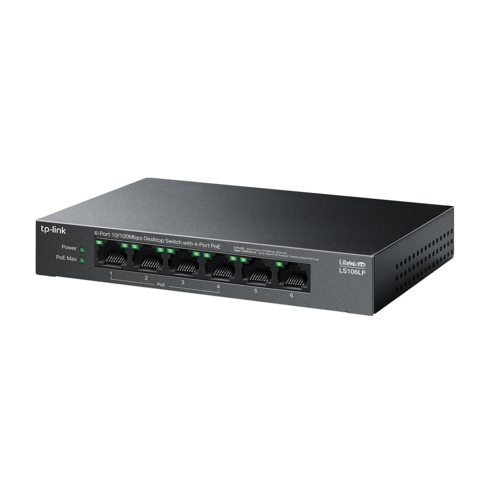 TP-Link LS106LP - مفتاح سطح مكتب 6 منافذ 10/100 ميجابت في الثانية مع 4 منافذ PoE