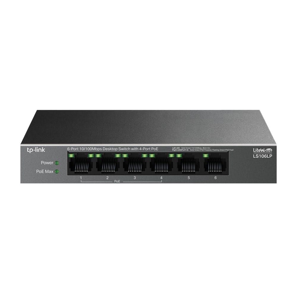 TP-Link LS106LP - مفتاح سطح مكتب 6 منافذ 10/100 ميجابت في الثانية مع 4 منافذ PoE