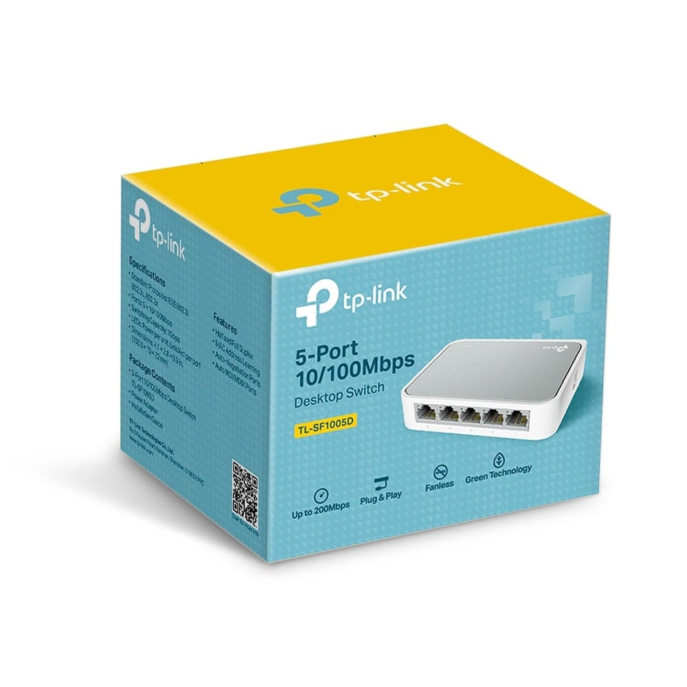 TP-Link TL-SF1005D - مفتاح سطح مكتب بخمسة منافذ بسرعة 10/100 ميجابت في الثانية