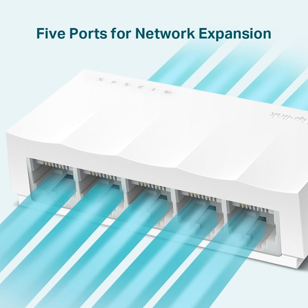 TP-Link LS1005 - مفتاح سطح مكتب بخمسة منافذ بسرعة 10/100 ميجابت في الثانية