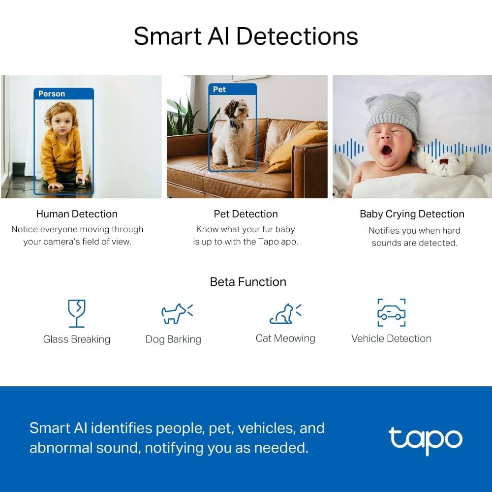 كاميرا أمان منزلية TP-Link Tapo C220 بتقنية Wi-Fi قابلة للتحريك والإمالة