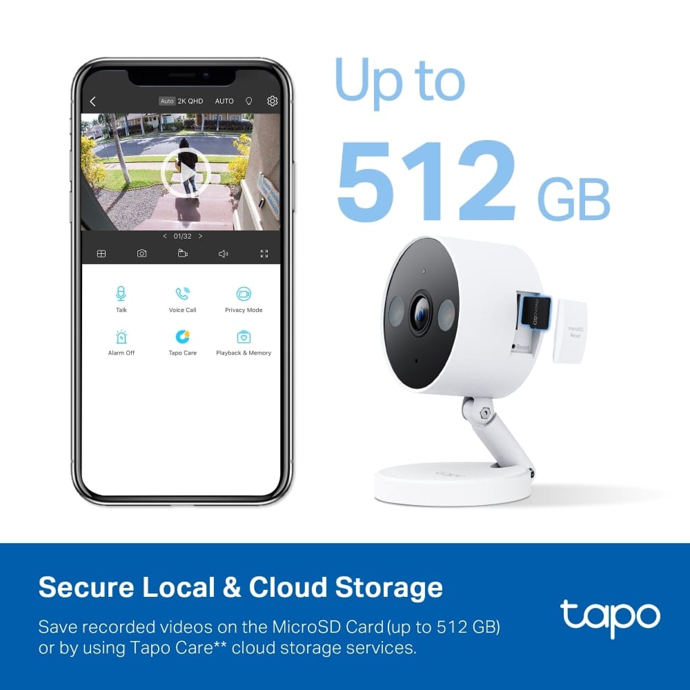 كاميرا مراقبة منزلية TP-Link Tapo C120 - داخلية/خارجية مزودة بتقنية Wi-Fi