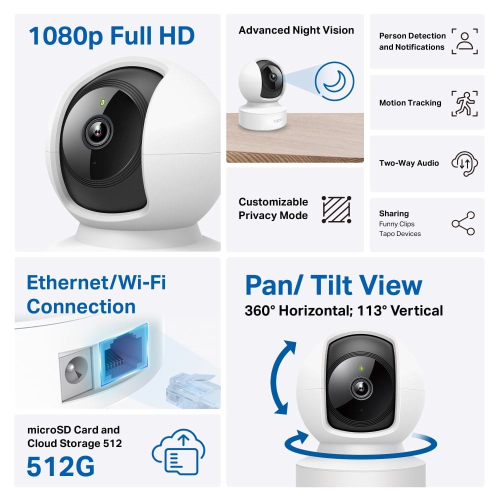 كاميرا مراقبة منزلية TP-Link Tapo C202 - بان/تيلت