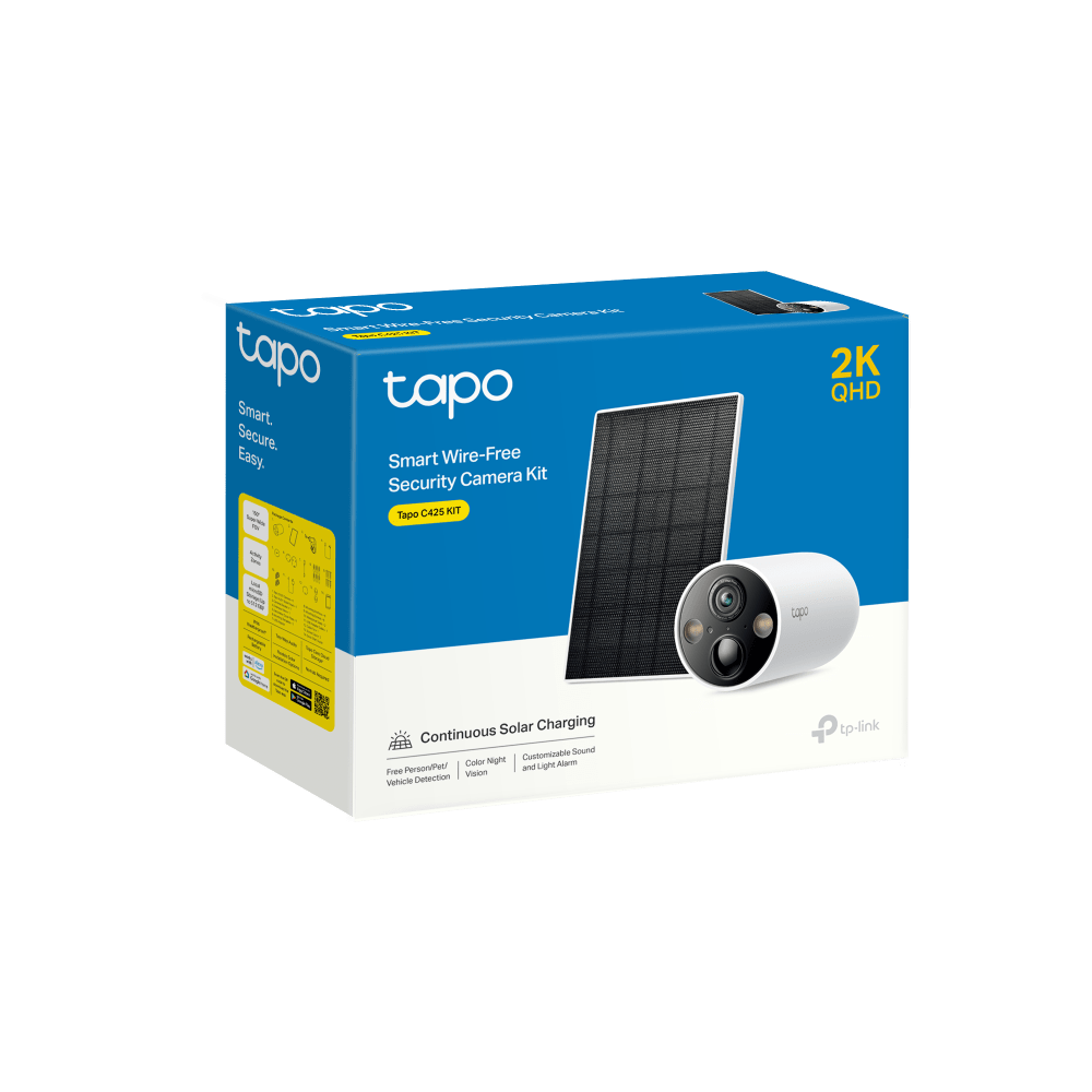 مجموعة TP-Link Tapo C425 - كاميرا مراقبة ذكية لاسلكية ولوحة شمسية