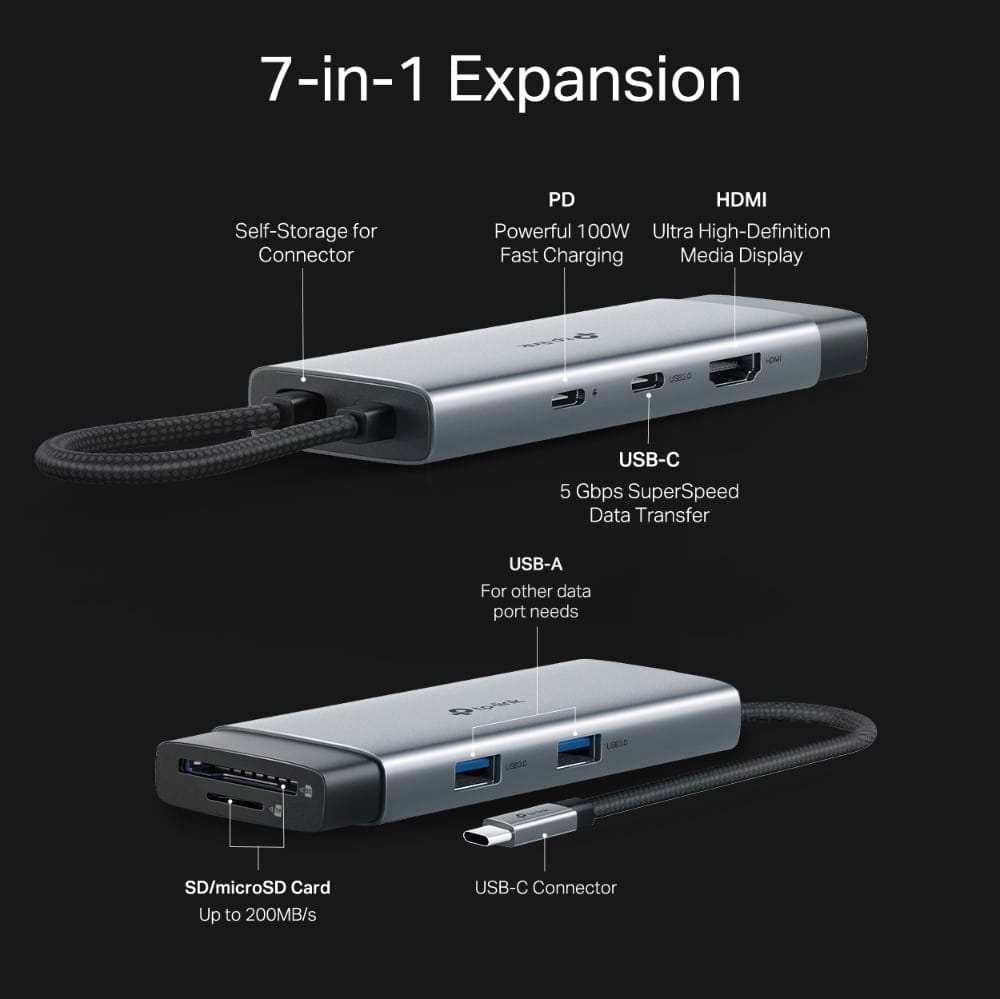 TP-Link UH7020C - موزع USB Type-C 7 في 1