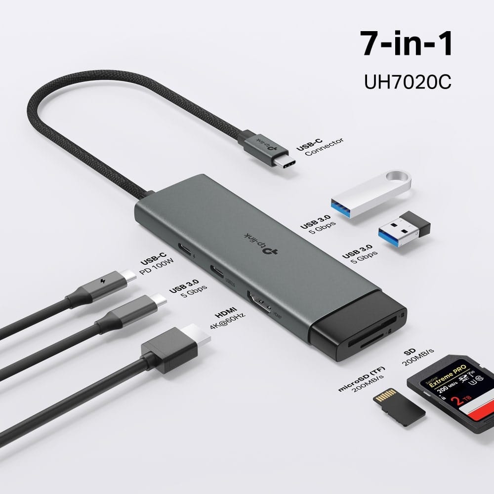 TP-Link UH7020C - موزع USB Type-C 7 في 1