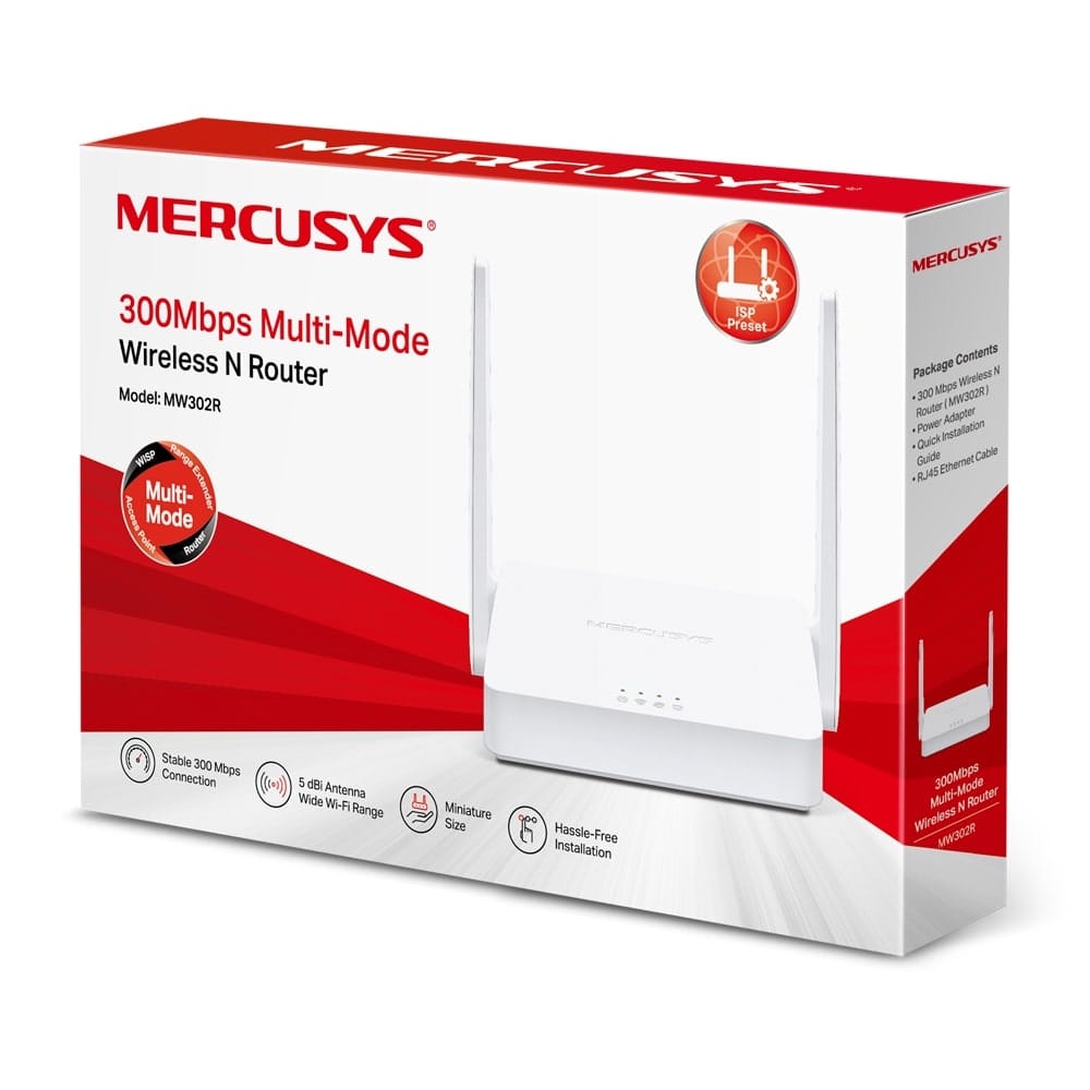 MERCUSYS MW302R - جهاز توجيه لاسلكي متعدد الأوضاع بسرعة 300 ميجابت في الثانية