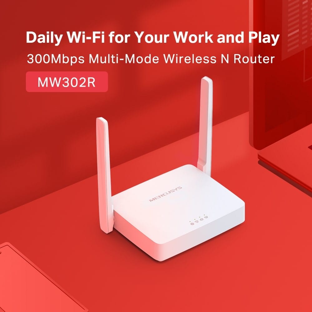 MERCUSYS MW302R - جهاز توجيه لاسلكي متعدد الأوضاع بسرعة 300 ميجابت في الثانية