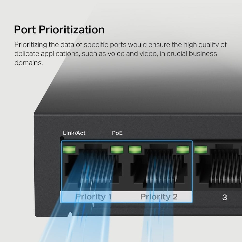 MERCUSYS MS110P - مفتاح سطح مكتب 10 منافذ 10/100 ميجابت في الثانية مع 8 منافذ PoE+