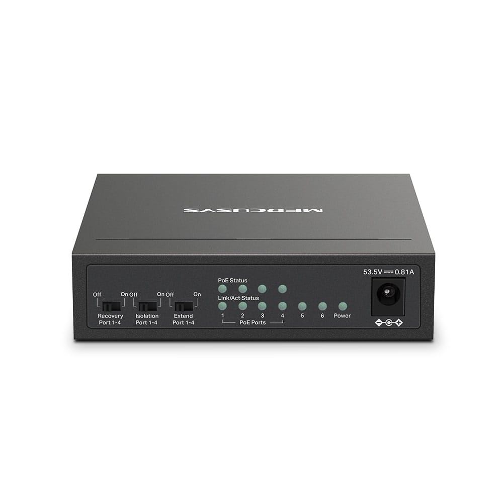 MERCUSYS MS106LP - مفتاح سطح مكتب بستة منافذ بسرعة 10/100 ميجابت في الثانية مع 4 منافذ PoE+